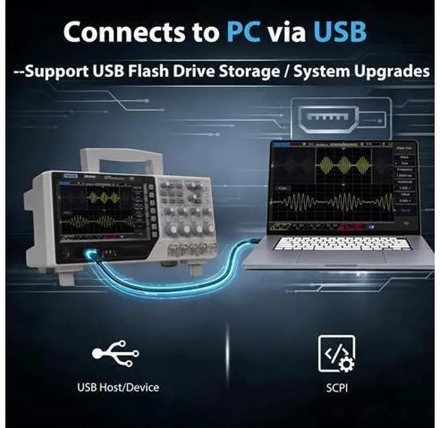 Alt view image 4 of 5 - Hantek DSO4254B 4-Channel 250MHz Digital Oscilloscope with 1GSa/s Real-Time Sampling, Serial Protocol Decode, Built-in DVM, USB Storage and SCPI Remote Control