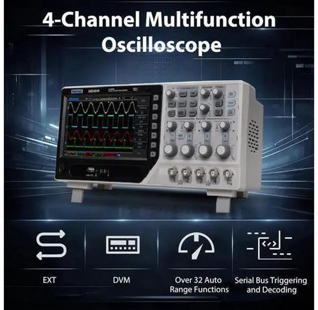 Alt view image 3 of 5 - Hantek DSO4254B 4-Channel 250MHz Digital Oscilloscope with 1GSa/s Real-Time Sampling, Serial Protocol Decode, Built-in DVM, USB Storage and SCPI Remote Control