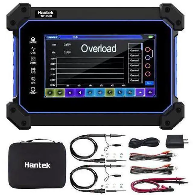 Main image of Hantek Oscilloscope, 250MHz Bandwidth with Dual Channel Tablet Oscilloscope, with Digital Multimeter Test Arbitray Waveform Generator, Hantek TO1252D with 7 inch LCD
