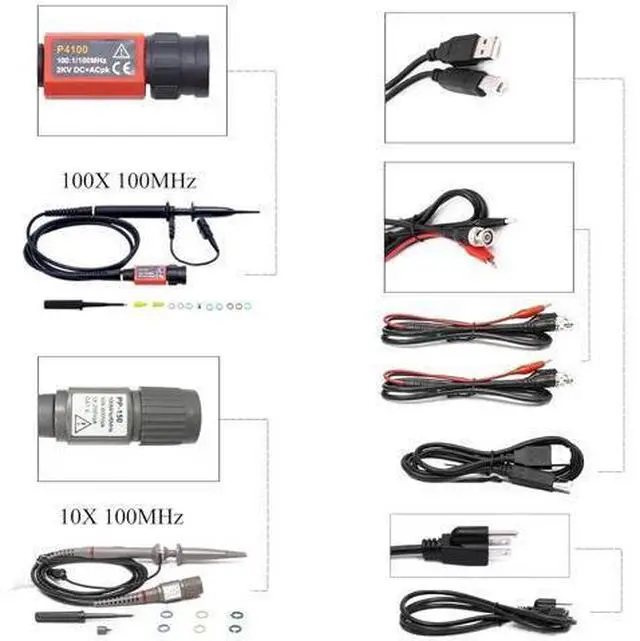 Alt view image 6 of 6 - Hantek DSO2D10 Digital Storage Oscilloscope 100MHz Bandwidth 2CH Dual Channel 1GSa/s 8M Memory Depth with 1CH Waveform Generator