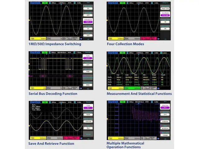 Alt view image 6 of 6 - Hantek Oscilloscope, DSO2C20 Digital Oscilloscope 200 MHz Bandwidth with Dual Channels 2GSa/s Sample Rate Support 32 Automatic Measurement (200MHz/2CH/Hantek DSO2C20)
