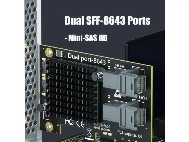 Alt view image 6 of 7 - SF22 2-Port SFF-8643(Mini-SAS HD) to PCIE 3.0 X4 Adapter Card with PCIe Bifurcation Function, Regular and Low-profible Bracket