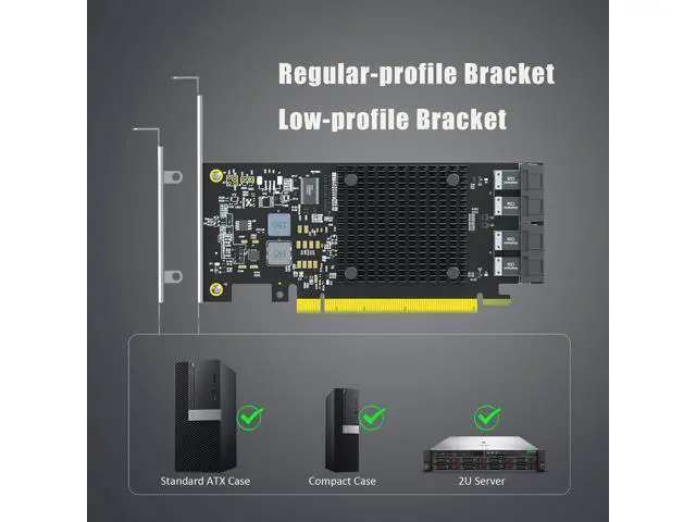 Alt view image 6 of 7 - ST583 4-Port SFF-8643 to PCIE 3.0 X16 Adapter Card with PEX8747 Controller for High-Density U.2/U.3/M.2 NVMe RAID Storage Solution
