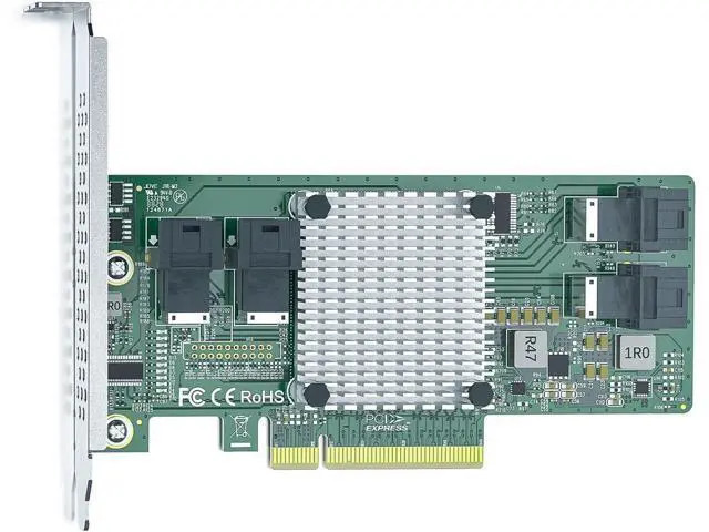 Alt view image 2 of 3 - PCIe 3.0 x8 to Quad Port SFF-8643 U.2 NVMe SSD PCIe Switch Adapter, PEX8724 Controller Supports Non-Bifurcation, Quad-Port Host Card for Multi-Drive Expansion, Only Includes Full-Height Bracket