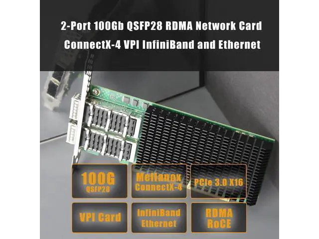 Alt view image 2 of 7 - GLOTRENDS ST7336 Dual Port QSFP28 InfiniBand and Ethernet VPI Adapter Card, EDR IB (100Gb/s) or Ethernet 100Gb, PCIe 3.0 x16, InfiniBand & RoCE RDMA