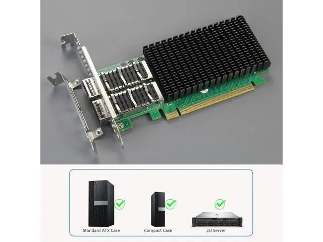 Alt view image 5 of 7 - GLOTRENDS ST7336 Dual Port QSFP28 InfiniBand and Ethernet VPI Adapter Card, EDR IB (100Gb/s) or Ethernet 100Gb, PCIe 3.0 x16, InfiniBand & RoCE RDMA