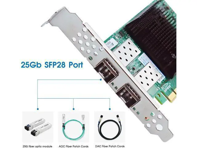 Alt view image 3 of 6 - 25GbE NIC Network Card Compatible with Mellanox ConnectX-4,Dual-SFP28 Ports PCI Express 3.0 X8 Ethernet Adapter