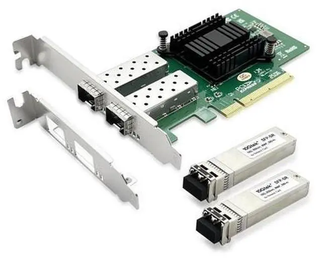 Main image of 10Gb SFP+ NIC Network Card, Daul SFP+ Ports, 82599ES Controller, Compare to X520-DA2(E10G42BTDA), Packed with 2X SFP+ SR moudles (300m, MMF, 850nm)