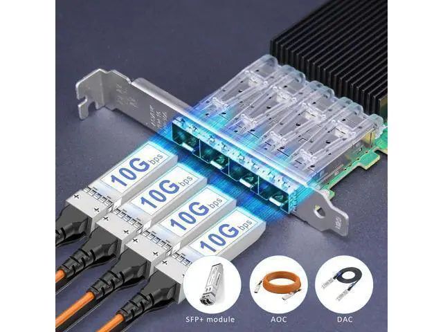 Alt view image 3 of 7 - GLOTRENDS ST7380 Quad Port 10GbE SFP+ PCIe 3.0 x16 Network Adapter Card, Mellanox ConnectX4 Lx, RDMA (RoCE), PCIe Bifurcation x8/x8 Required