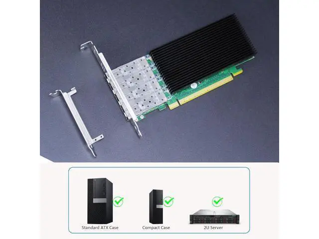 Alt view image 5 of 7 - GLOTRENDS ST7380 Quad Port 10GbE SFP+ PCIe 3.0 x16 Network Adapter Card, Mellanox ConnectX4 Lx, RDMA (RoCE), PCIe Bifurcation x8/x8 Required