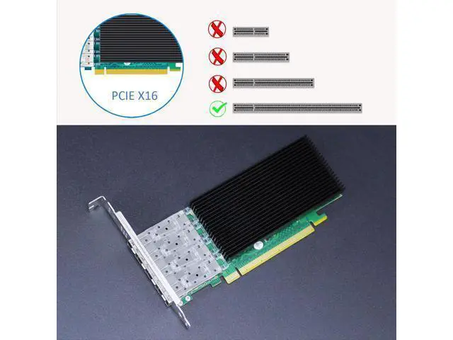 Alt view image 6 of 7 - GLOTRENDS ST7380 Quad Port 10GbE SFP+ PCIe 3.0 x16 Network Adapter Card, Mellanox ConnectX4 Lx, RDMA (RoCE), PCIe Bifurcation x8/x8 Required