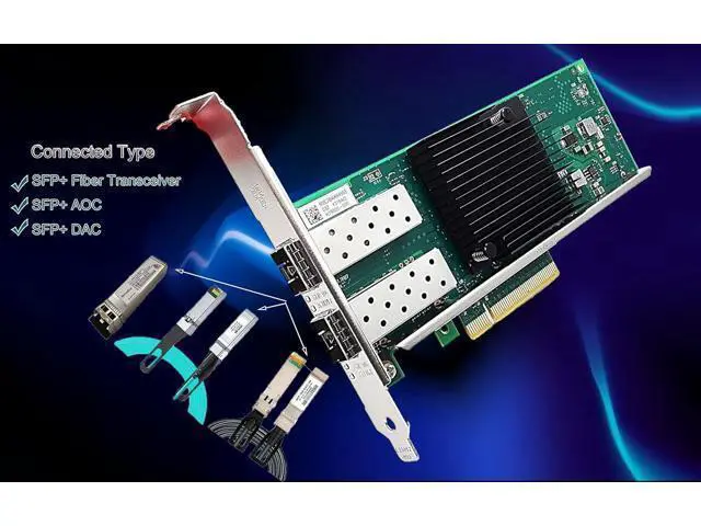 Alt view image 4 of 5 - 10Gb PCI-E NIC Network Card Dual SFP+ Port Ethernet Converged LAN Adapter CNA Compatible with Intel X710-DA2 PCI Express x8/x16 Networking Server Support Windows/Linux/VMware