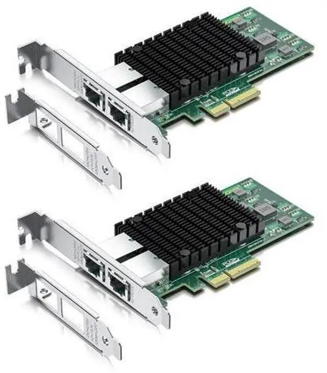 Main image of 10Gb PCI-E NIC Network Card, Dual Copper RJ45 Port, with Intel X550-AT2 Controller, PCI Express Ethernet LAN Adapter Support Windows Server/Linux/ESX, Compare to Intel X550-T2, 2-Pack