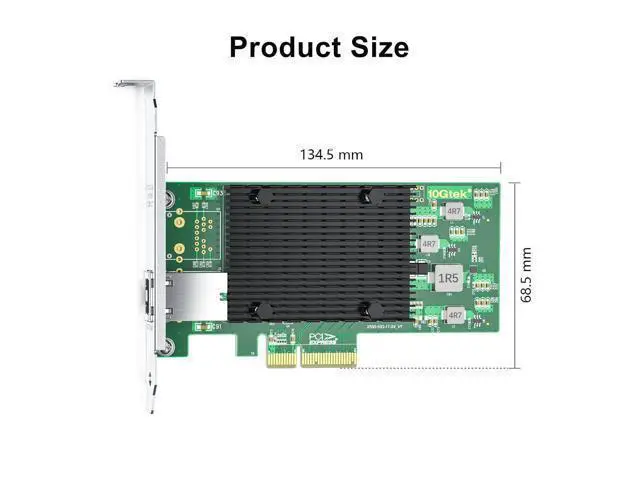 Alt view image 3 of 5 - 10Gb PCI-E NIC Network Card, Single Copper RJ45 Port, with Intel X550-AT2 Controller, PCI Express Ethernet LAN Adapter Support Windows Server/Linux/ESX, Compare to Intel X550-T1