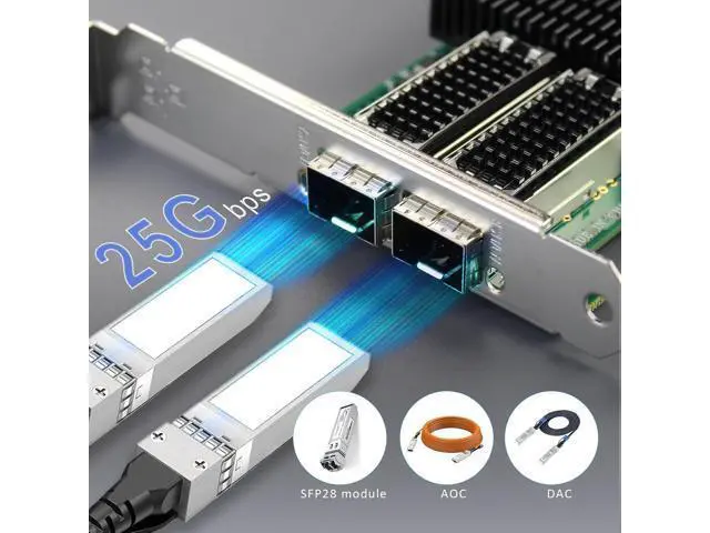 Alt view image 3 of 7 - GLOTRENDS ST7369 Dual Port 25GbE SFP28 PCIe 3.0 x8 Network Adapter Card, Mellanox ConnectX4 Lx, RDMA (RoCE)