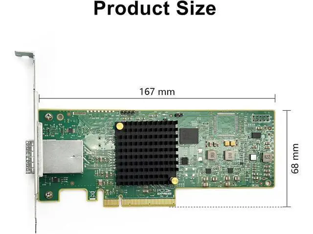 Alt view image 2 of 5 - 12G External PCIe Controller Card, SAS/SATA HBA Card, Broadcom's 3008 Chip, PCI Express 3.0 X8, 2X Mini SAS SFF-8644 Ports,Same as LSI 9300-8E
