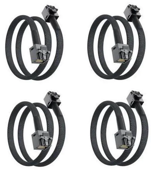 Main image of SFF-8643 to SFF-8643 12G Internal Mini SAS HD Cable, with Sideband, for NVMe Backplane/RAID Card, Hot-Swap & SATA Compatibility, 100-Ohm, 1-m(3.3ft), 4-Pack
