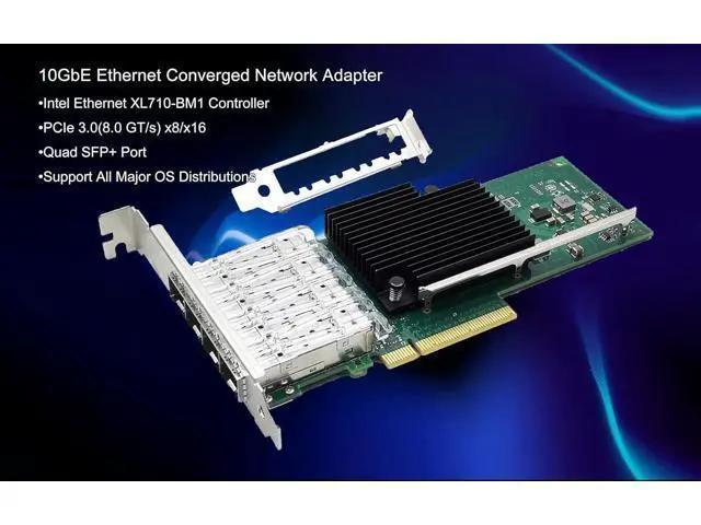 Alt view image 5 of 6 - 10Gb PCI-E NIC Network Card 10G Quad-Port SFP+ Ethernet Converged LAN Adapter CNA Compatible with X710-DA4 PCI Express 3.0 x8/x16 Networking Server Support Windows/Linux/VMware