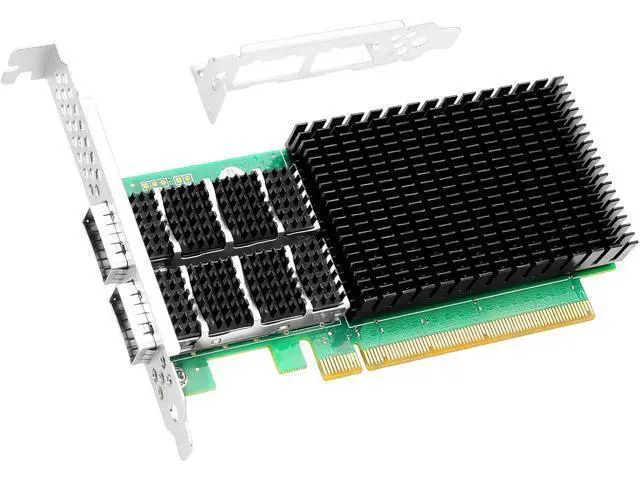 Alt view image 2 of 6 - 100GbE NIC Card for Mellanox MCX516A-CCAT, PCIe 3.0 x16 100Gb Ethernet NIC with Mellanox ConnectX-5 En Chipset, Dual QSFP28 Network Card Support RDMA