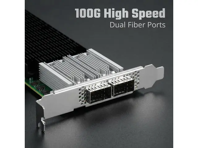 Alt view image 2 of 7 - 100GbE NIC Card for Mellanox MCX456A-ECAT, PCIe 3.0 x16 100Gb VPI Ethernet NIC with Mellanox ConnectX-4 Chipset, Dual QSFP28 IB Network Card Support RDMA