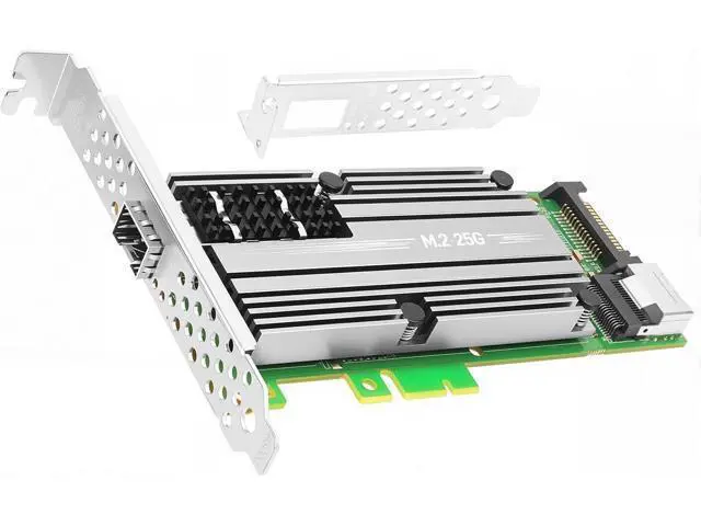 Alt view image 2 of 6 - M.2 to 25GbE SFP28 NIC, Single SFP28 Port with Mellanox ConnectX-4 Lx Chipset, M.2 + M Key + SFF-8087 with 35cm(13.7in) Cable, 25 Gigabit Network Card Support RDMA