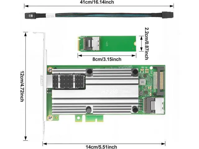 Alt view image 4 of 6 - M.2 to 25GbE SFP28 NIC, Single SFP28 Port with Mellanox ConnectX-4 Lx Chipset, M.2 + M Key + SFF-8087 with 35cm(13.7in) Cable, 25 Gigabit Network Card Support RDMA