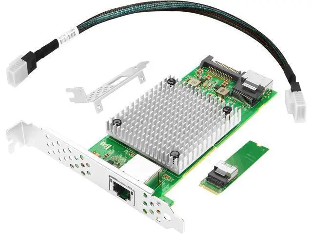 Alt view image 2 of 6 - M.2 to 10GbE RJ45 NIC, Single RJ45 Port with 82599 chip, M.2 + M Key + SFF-8087 with 35cm(13.7in) Cable, 10 Gigabit Network Card for Windows, Linux, UEFI