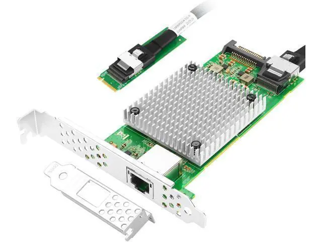 Alt view image 6 of 6 - M.2 to 10GbE RJ45 NIC, Single RJ45 Port with 82599 chip, M.2 + M Key + SFF-8087 with 35cm(13.7in) Cable, 10 Gigabit Network Card for Windows, Linux, UEFI