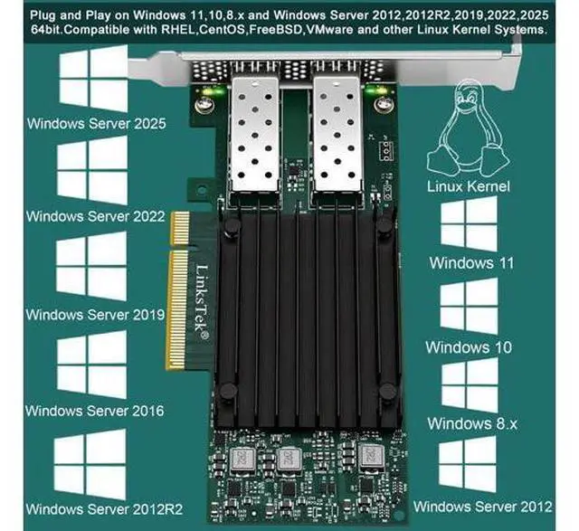 Alt view image 5 of 7 - Dual 25Gb/s SFP28 Fiber Port Intelligent RDMA Ethernet Adapter for Virtualization and Storage Servers, Mellanox ConnectX-4 Lx EN MT27711A0 Ethernet Controller, 2X 25GbE PCIE 3.0 x8 NIC Card (CX4121A)