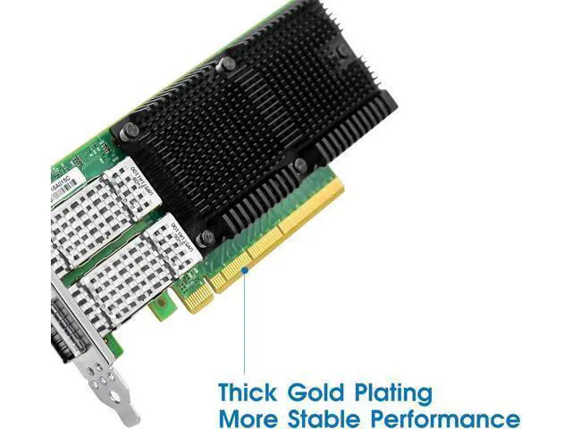 Alt view image 3 of 6 - 100GbE Network Card Compatible with Mellanox ConnectX-5 Ex, Dual-Port PCI Express 4.0 (16GT/s) x16 Ethernet NIC Adapter Supports Windows Server/Linux/VMware