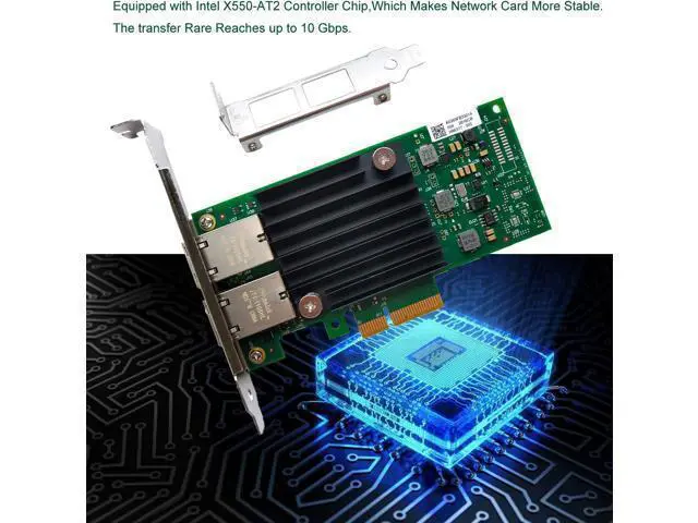 Alt view image 3 of 5 - 10Gb PCIE x4/x8/x16 Ethernet Network Adapter with X550T2 Dual Copper RJ45 Port 1GbE/2.5GbE/5GbE/10GbE LAN Card NIC 10GBase-T X550AT Server Support Windows/Linux/VMware