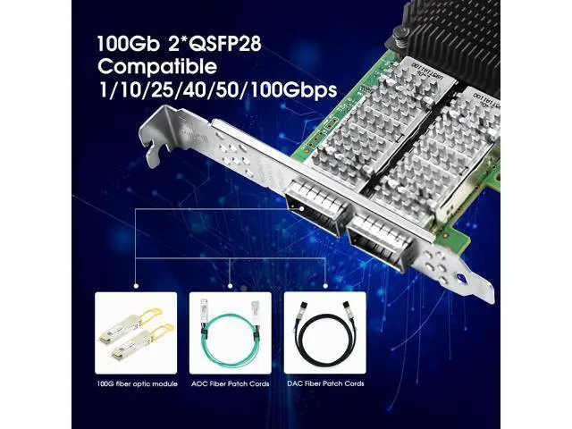 Alt view image 4 of 7 - 100GbE Network Adapter Compatible with Mellanox ConnectX-5 Ex, PCIe 4.0(16GT/s) x16 Ethernet NIC, Dual QSFP28 Infiniband Network Card Compare to MCX556A-EDAT