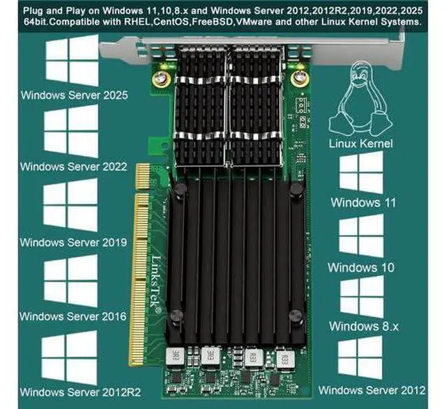 Alt view image 5 of 7 - Dual 100Gb/s QSFP28 Ports Intelligent RDMA Ethernet Adapter for Web 2.0, Cloud and Storage Servers, Mellanox ConnectX-5 EX MT28808A0 Ethernet Controller, 2X 100GbE PCIE Gen 4.0 x16 NIC Card (CX516A)