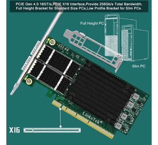 Alt view image 7 of 7 - Dual 100Gb/s QSFP28 Ports Intelligent RDMA Ethernet Adapter for Web 2.0, Cloud and Storage Servers, Mellanox ConnectX-5 EX MT28808A0 Ethernet Controller, 2X 100GbE PCIE Gen 4.0 x16 NIC Card (CX516A)