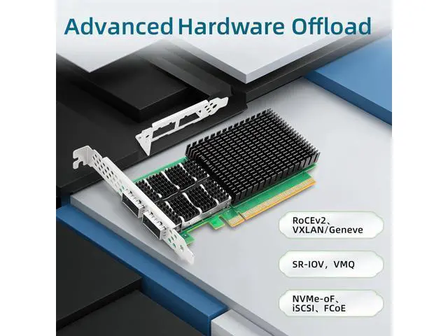 Alt view image 3 of 6 - 100GbE SmartNIC Card for Mellanox MCX623106AN-CDAT, PCIe 4.0 x16 100Gb Ethernet NIC with Mellanox ConnectX6 Dx EN Chipset, Dual QSFP56 Network Card Support RDMA