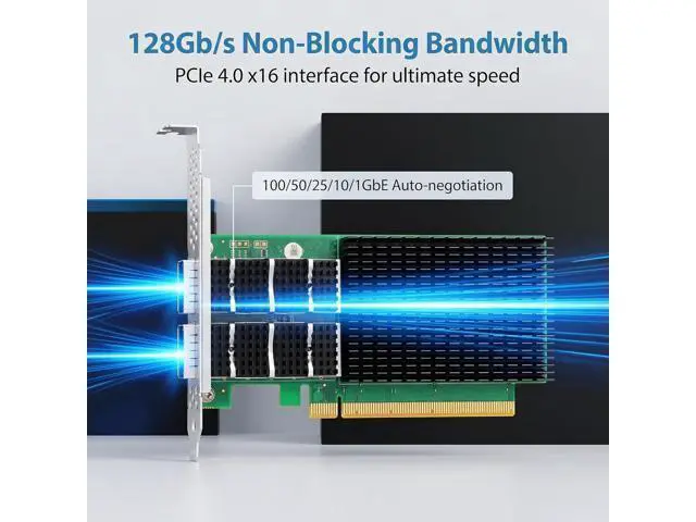 Alt view image 5 of 6 - 100GbE SmartNIC Card for Mellanox MCX623106AN-CDAT, PCIe 4.0 x16 100Gb Ethernet NIC with Mellanox ConnectX6 Dx EN Chipset, Dual QSFP56 Network Card Support RDMA