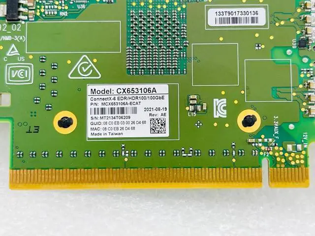 Alt view image 2 of 2 - Mellanox Technologies Real MCX653106A-ECAT ConnectX-6 VPI PCIe 3.0 x16-100Gb Ethernet / 100Gb Infiniband QSFP28 x 2 Network Adapter