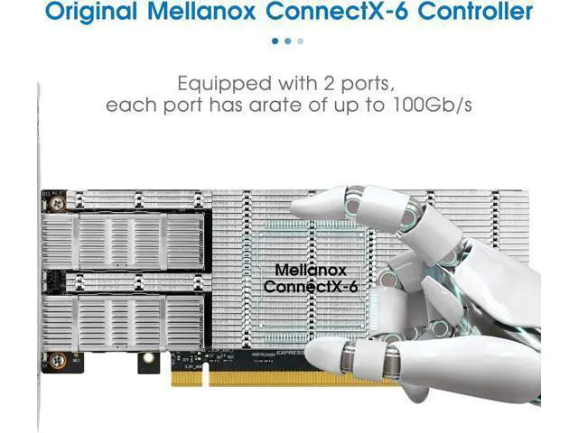 Alt view image 5 of 7 - Compatible with Mellanox ConnectX-6 InfiniBand/Ethernet Adapter Card, HDR IB (200Gb/s) and 200GbE, Dual-Port QSFP56, PCIe3.0/4.0 x16 Ethernet NIC Adapter