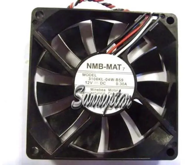 Main image of for DC Square Cooler of NMB 80*15mm 3106KL-04W-B59 CB1 with 12V 0.3A 3-Wires 3 Pins Case fan cpu cooler