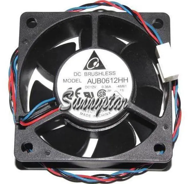 Main image of for DC square cooler of Delta 60*25mm AUB0612HH with 12V 0.36A 3-Wires 3 Pins case fan cpu cooler