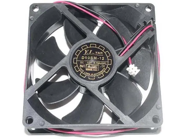 Alt view image 4 of 4 - 9CM D90SM-12 D90SL-12 12V 0.18A 2 Wires 2 Pins Case Fan 90x25mm