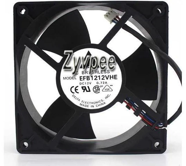 Main image of for DC square Cooler, Delta 12038 EFB1212VHE 12V 0.72A R00 3-Wires 3 Pins case fan