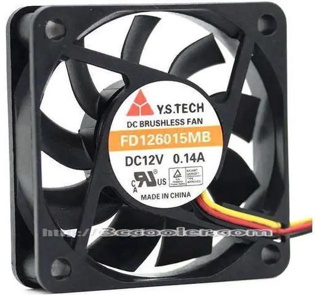 Main image of for Y.S.TECH 6015 FD126015MB 12V 0.14A 3 Wires 3 Pins 6CM Case Fan