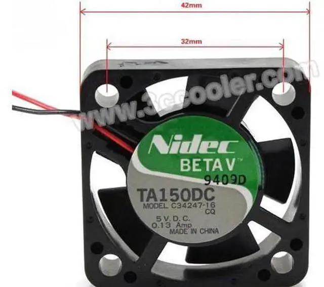 Main image of for Original NIDEC TA150DC C34247-16 4CM 4010 DC Fan with 5V 0.13A 2 Wires 2 Pins