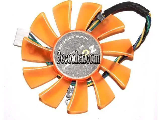 Alt view image 2 of 2 - for Power Logic 55mm PLD06010B12HH 12V 0.4A 4 Wire 4 pins 32*39*43mm 11 orange blades vga fan graphics card cooler