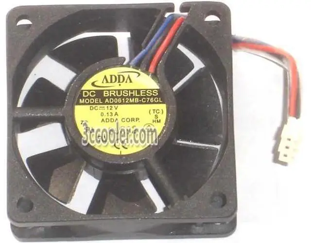 Main image of for ADDA 60x20mm AD0612MB-C76GL 12V 0.13A 3 Wires 3 Pins Case Fan 6CM cpu cooler