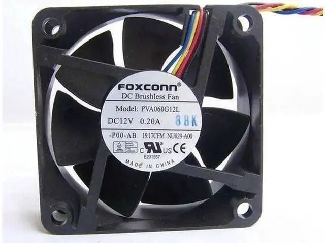 Main image of for Foxconn 6025 60*25mm PVA060G12L 12V 0.2A 4 Wires PWM Case fan 6CM cpu cooler