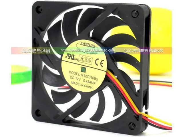 Alt view image 4 of 4 - for 70MM Case Fan R127010BU 12V 0.45A 7CM 3 wires everflow CPU Cooler