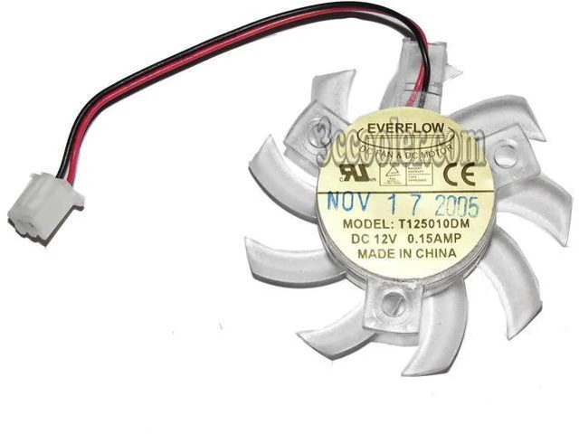 Main image of for EVERFLOW T125010DM 12V 0.15A 2 wires 2 pins transparent blades vga fan graphics card cooler