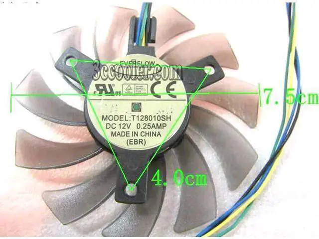 Main image of for EVERFLOW 8010 T128010SH 12V 0.25A 4 wires 4 pins brown & transparent frameless vga fan graphics card cooler